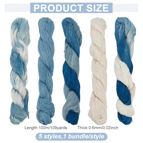 FREEBLOSS 5 Pcs Sashiko Thread Sashiko Kit Sashiko Skein 110 Yards*5 Colors Natural Plant Dyed Sashiko Cotton Embroidery Thread Japanese Quilting & Embroidery Sashiko Kit Supplies - color: Blue Dye