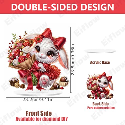 Eiflow Valentine Diamond Art Tabletop Kit for Adults, DIY Table Top Diamond Art Painting with Stand, Acrylic Stand Up Gem Painting Desktop Kit (Love) - color: Love