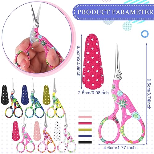 Therwen 6 Pcs 3.6" Embroidery Scissors, Artificial Leather Cover, Fresh - style: Fresh