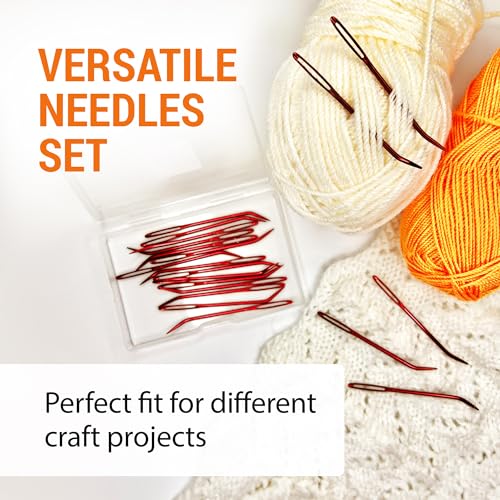 VONEEDL 20 PCS Bent Tip Tapestry Needles with Large Eye - Yarn Blunt Steel Knitting Needles in Storage Box - Perfect for Crochet, Weaving, Darning, DIY, and Crafting - size: 20 pcs
