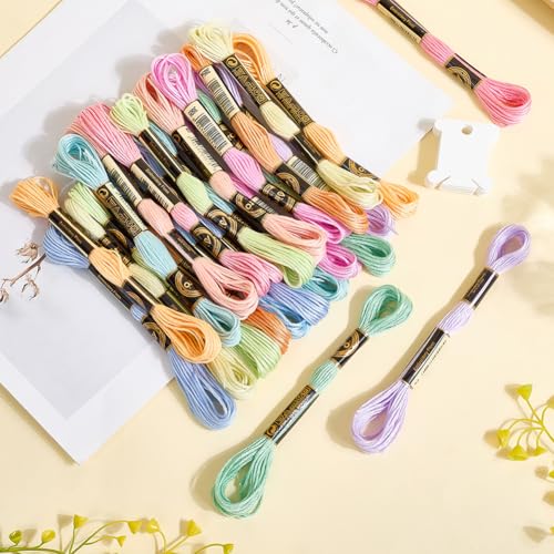 210 Yards 24 Skeins Neon Embroidery Floss Threads for Sewing - color: Colored