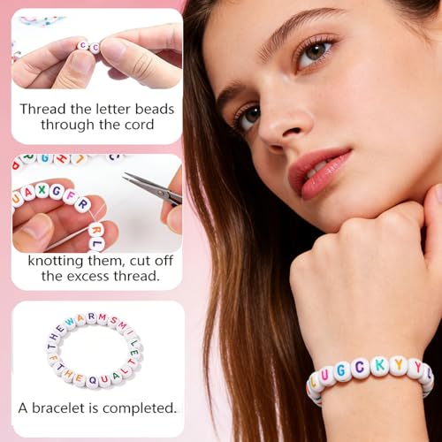 SUTOUG 1000PCS Letter Beads, 4x7mm White Alphabet Beads for Jewelry Making - color: White
