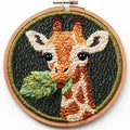 Punch Needle Kits for Beginners Cute Baby Giraffe Chewing Leaf 20x20cm(2) - color: 07-Giraffe