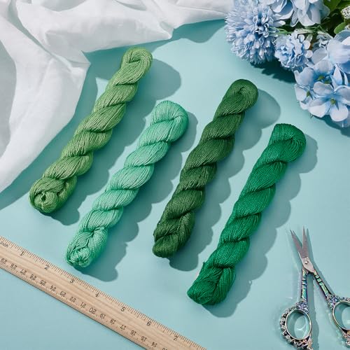FREEBLOSS 4 Pcs Sashiko Thread Sashiko Skein 100 M*4 Colors(Green) Cotton Embroidery Thread Japanese Quilting & Embroidery Sashiko Kit Supplies Sewing Thread - color: Green