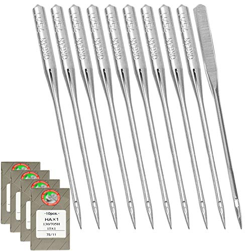 40 Pcs Embroidery Sewing Machine Needles Size 75/11 90/14 100/16 HAx1 Sewing Needles by STARVAST for Brother Singer Sewing Machine (4 Pack of 10 Needles)