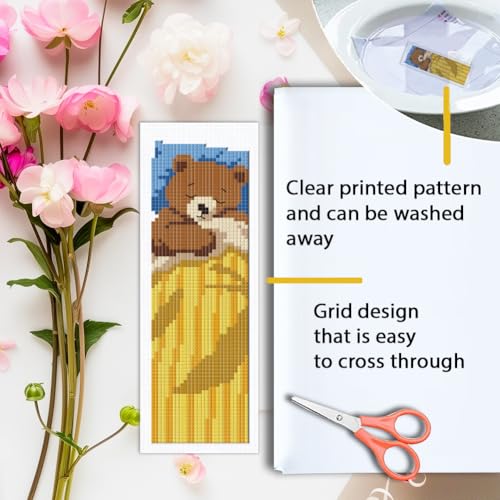 ORIGACH 6 Set Sleepy Animal Friends Cross Stitch Bookmark Kit for Beginner - style: Sleepy Friends