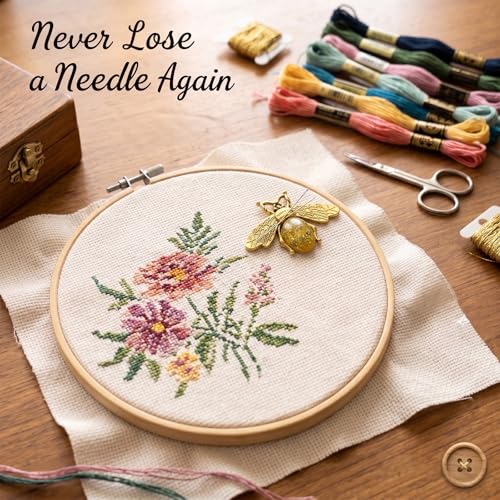 PARKUVALLEY 4pcs Bee Needle Minder for Cross Stitch - size: 4pcs Bee