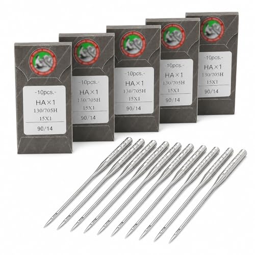 50 Pcs Embroidery Sewing Machine Needles Size 90/14 130/705H HAx1 Sewing Needles for Brother Sewing Machine (5 Pack of 10 Needles) - style: 50pcs- 90/14