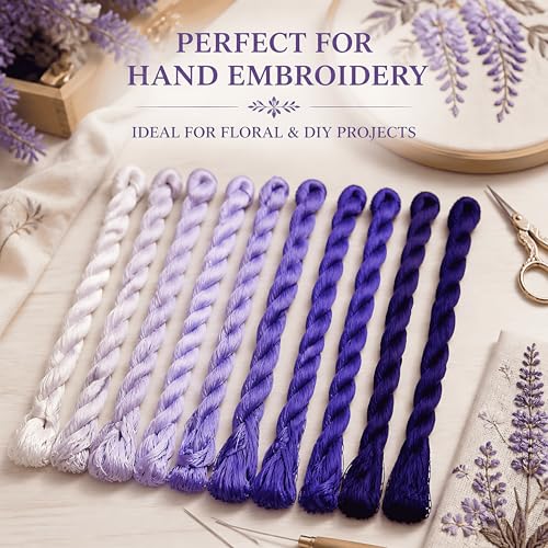 Natural 100% Silk Thread, Handmade Embroidery Thread Silk Floss 10 Colors 110m Each (96) - color: 96