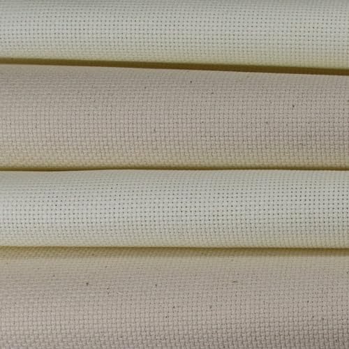 KCS 4/6 pc of 12" x 18" (30cmx45cm) 18CT Counted Cotton Aida Cloth Cross Stitch Fabric (4 pc, Antique White+Oatmeal) - color: Antique White+oatmeal, size: 4 pc