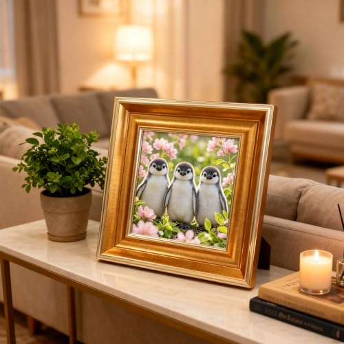4x4 Gold Picture Frame, Real Glass, MDF, Black Backing, Wall/Tabletop - color: Gold, size: 4x4