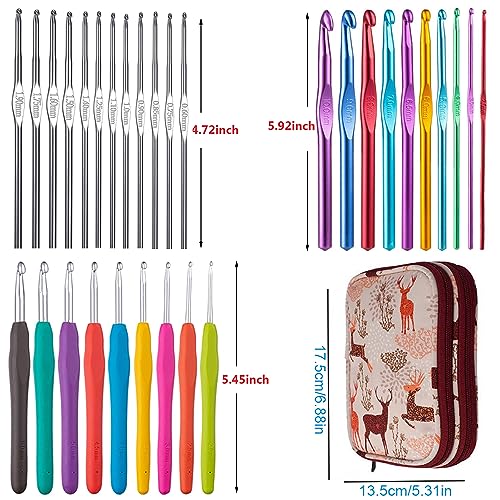 Weabetfu 102pcs Crochet Hooks Set Crochet Hook Kit with Case Ergonomic Crochet Needles for Arthritic Hands and Crochet Accessories Complete Crochet Set for Beginners & Experieced Lovers - color: Orange