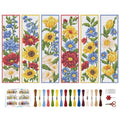 BEUNITONE 6 Pcs Flowers Cross Stitch Bookmark Kit for Adults Beginners Vivid Floral DIY Stamped Embroidery Bookmark Punch Needle Kit with Instructions for Book Lovers Reader Writer Gift 8''x2.4'' - style: Flower Cluster B