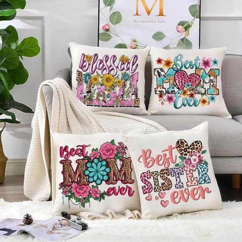 4 Packs Best Mom Iron on Transfer Patches, Mother’s Day Heat Transfer HTV Vinyl Decals Mama Theme DTF Transfer Ready to Press Waterproof Iron on Appliques for T-Shirt Fabric DIY Project Mom Gifts - color: Mother Day B