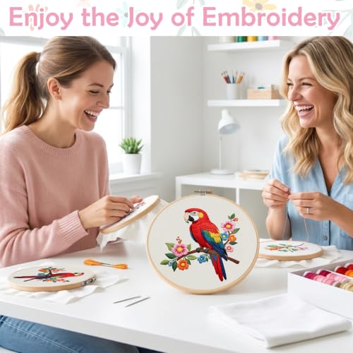 Nuberlic Parrot Embroidery Kit for Beginners, Animal Cross Stitch Kit - color: Parrot