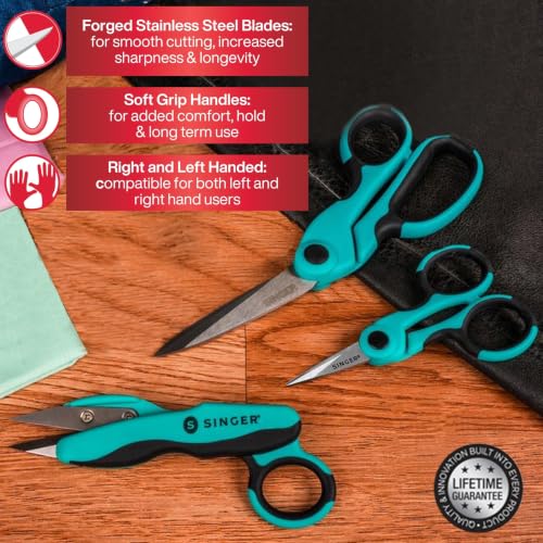 SINGER ProSeries™ Sewing Scissors Bundle, Fabric, Detail & Snips, 3 Count - color: Teal