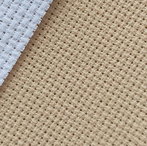 KCS 4/6 pc of 12" x 18" (30cmx45cm) 18CT Counted Cotton Aida Cloth Cross Stitch Fabric (6 pc, White+Oatmeal+Khaki) - color: White+oatmeal+khaki, size: 6 pc
