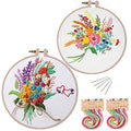 Konrisa Stamped Embroidery Kit with Pattern Floral DIY Sewing Cross Stitch Kits for Adult Flowers Plants Embroidery Starter Kit with Embroidery Floss,Hoops,Color Thread,Needle,Instruction,Set of 2 - color: Spikes