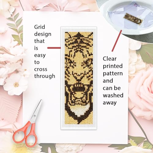 ORIGACH 6 Set Inspirational Scripture & Tiger Cross Stitch Bookmark Kit - style: Inspirational Scripture & Tiger