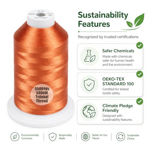 Simthread 5500Yds/5000M 40WT Polyester Embroidery Thread Clay Brown 339 - color: Clay Brown-339