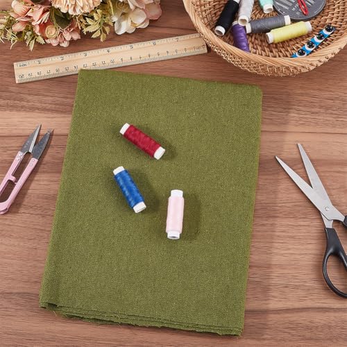 59 Inch Dark Olive Green Linen Cotton Canvas Fabric by The Yard Sheet Quilting Upholstery Blend Embroidery Fabrics for Sewing Making Needlework Clothes Painting Home Decor Arts Crafts Supply - color: Green, size: 1500x1000mm