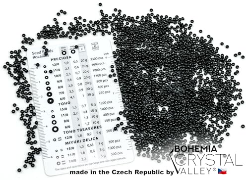 1800 pcs (0.7oz=20g) Preciosa Ornela Seed Beads 10/0 (2.3mm-0.8mm Hole), Rocailles for Embroidery, Bracelets, DIY and Other Craft, Opaque Jet Black 23980 - color: Jet Black (23980)