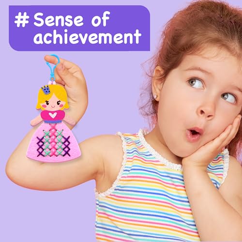 EZCRA Princess Cross Stitch Kit for Kids Ages 4-8, 8 No Mess Felt Projects - color: 8-in-1 Princess