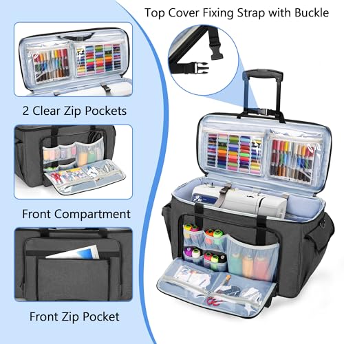 CURMIO Rolling Embroidery Machine Case Compatible with Brother SE600, PE535