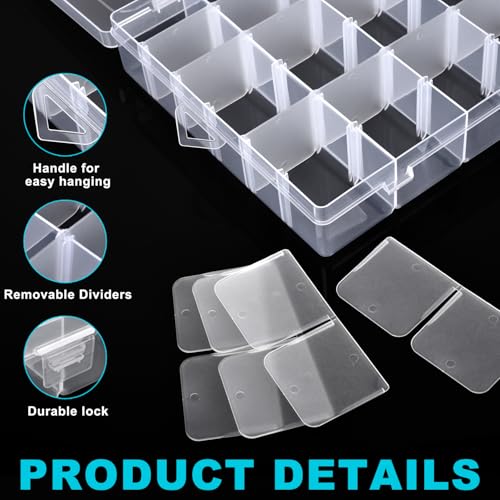 2 Pack Clear Plastic Organizer Box with 36 Grids and Adjustable Dividers for Beads, Crafts, Art DIY, Jewelry, Screws, Pins, Thread, Fishing Gear, Small Items