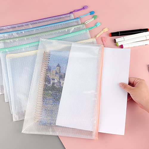 Tamaki 6 Pack Mesh Zipper Pouch Bags, 13.5" x 9.5" - color: 6 Pack