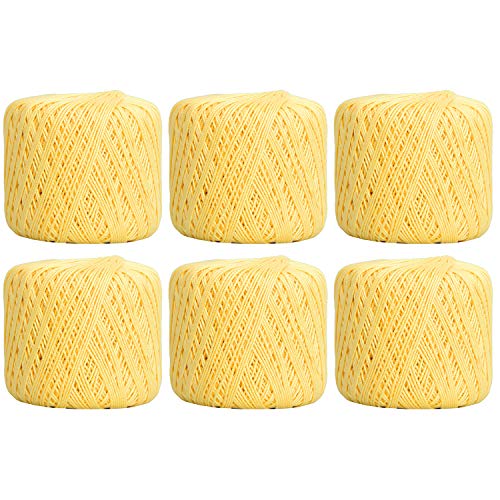 ThreadArt 100% Cotton Crochet Thread Size 3, 6 Ball Pack, Lemonade 6 - color: LEMONADE, size: SIZE 3 - 6 PACK