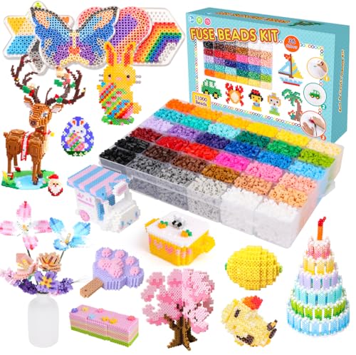 Meland Fuse Beads Kit, 5MM 11,000 Beads in 36 Colors, Crafts for Ages 5-12 - size: 11000 pcs without Iron