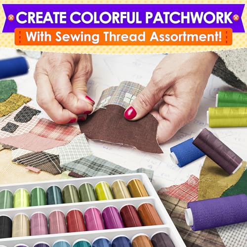 Sewing Thread Set, 36 Colors, 250 Yards Per Spool, Case Included - color: 36 Pcs 250 Yards