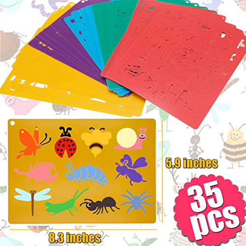 Stencils for Kids,35 PCS Drawing Stencils Templates Kids Reusable Plastic Stencils with Variety of Themes/Shapes,Girls Boys Christmas Birthday Gift - color: Multi 35PCS