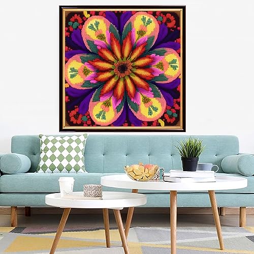 Redxing Stamped Cross Stitch Kits Embroidery kit for Beginners Adults Full Range of Embroidery Patterns Starter Kits DIY Printed Cross Stitch Kits Needlepoint Kits 11CT-Magic Datura 17.7x17.7 inch - color: Style 04