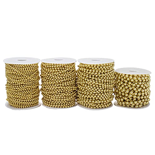 4mm Crafts Faux Pearl Beads Garland Pearl Bead Roll Strand of Pearls to Decorate Floral Centerpieces Wedding Party Favor Christmas Tree(131 Feet Gold) - color: Gold, size: 4 mm
