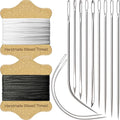 VONEEDL Upholstery Repair Kit: Waxed Sewing Thread (2 Colors: Black and White) & Heavy Duty Needles (11 PCS) for Leather, Canvas & Quilting Thread - color: Black, White