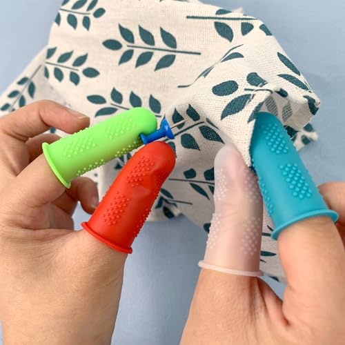 12 Pcs Silicone Hot Glue Gun Finger Caps, Anti-Slip and Reusable Silicone Thumb Protector, Finger Guard Protectors or Hot Glue Wax Rosin Resin Honey Adhesives Scrapbooking Sewing, Small, Medium, Large