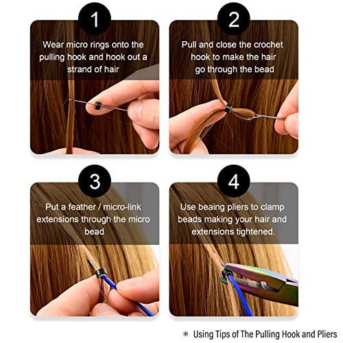 NEWISHTOOL Micro Links Hair Extensions Kit, Hair Extension Pliers for Beads - color: Rainbow