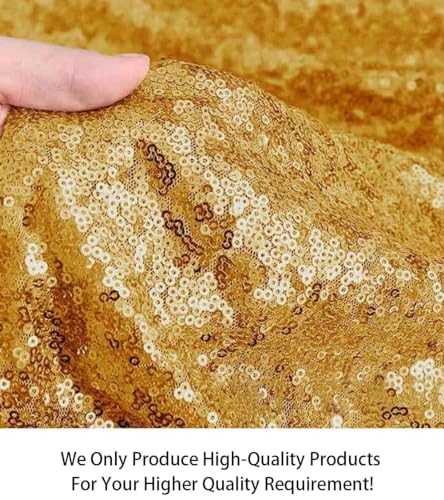 ShiDianYi 15 Feet Sequin Fabric by The 5 Yards Gold Sequin Fabrics for Sewing Costumes Sequin Knit Fabric Shiny Gold Sequin Table Cloth Table Linen -0818S - color: Shiny Gold, size: 5 Yard