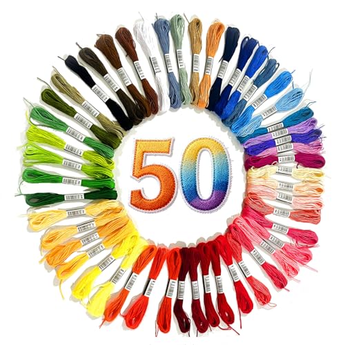 50 Colors Embroidery Floss 400 Meters (437 Yards), 6-Strand Cotton Cross Stitch Thread for Hand Embroidery & Friendship Bracelets (8.7 Yards per Skein) - color: 50 Colors