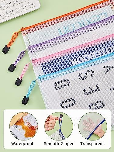 JARLINK A5 Mesh Zipper Pouches, 6x9inch Pencil Pouches for School, 60 Pack - size: A5-60pcs-Assorted