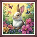 Funchey Counted Cross Stitch Kits for Adults Needlepoint Kits Unprinted Cross Stitching Embroidery Kit 11CT Cross Stitch Supplies-Lucky Rabbit Flower 18x18 inch - color: ArtsKit23