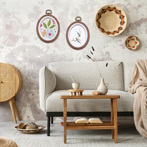 2Pcs Oval Fancy Embroidery Hoop, 3"x3.75" Decorative Cross Stitch Hoops, Imitated Wood Resin Embroidery Frame Hoop for DIY Decoration and Art Craft Sewing