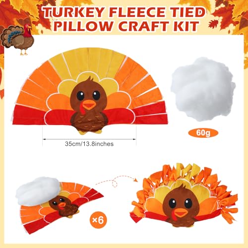 Weysat 6 Sets Thanksgiving Fall Turkey Tied Pillow Craft Kit DIY Turkey Pillow Craft Gifts with PP Cotton for Fall Harvest Thanksgiving Party Decor VBS School Favors Classroom Giveaways - style: Thanksgiving