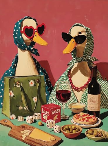 WUSARPLY Party Duck Stamped Cross Stitch Kits for Beginners Adults - color: J178