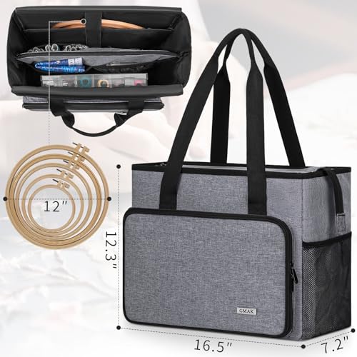 GMAK Embroidery Storage Bag, Embroidery Project Storage Carrying Tote Bag - color: Grey
