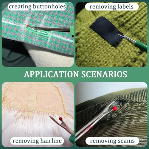 GDMINLO Seam Rippers for Sewing, 2 Big and 2 Small Stitch Remover Tools, Black and Green