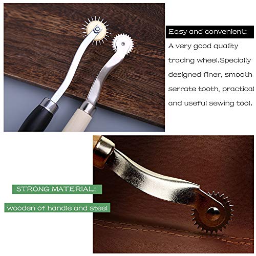 Lunarm Tracing Wheel Sewing Tool 3pcs Steel Needle Point Tracing Wheel - color: Black Wood Yellow
