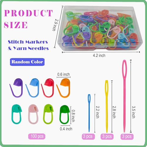 DeliaVo 100Pcs Stitch Markers for Crocheting and 9Pcs Yarn Needles Kit - color: Colorful 100Pcs